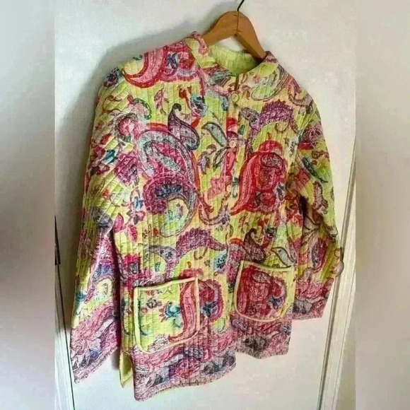 La Cera women’s quilted reversible jacket colorful paisley size medium - Picture 2 of 13